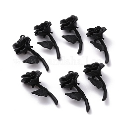 Акриловые подвески краскораспылительные, роза, чёрные, 29x13x10 мм, отверстие : 1.2 мм