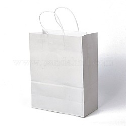 Sacs en papier kraft de couleur pure, sacs-cadeaux, sacs à provisions, avec poignées en ficelle de papier, rectangle, grises , 33x26x12 cm