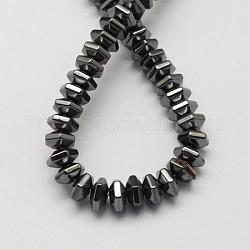 Non magnetici perle ematite sintetico fili, grado a, esagono, nero, 7x4mm, Foro: 1 mm