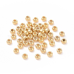 Perles en 304 acier inoxydable, ronde, véritable 18k plaqué or, 8x6.5mm, Trou: 3mm