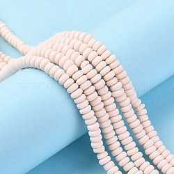 Handmade Polymer Clay Beads Strands, for DIY Jewelry Crafts Supplies, Flat Round, PapayaWhip, 6~7x3mm, Hole: 1.5mm, about 113~116pcs/strand, 15.55 inch~16.14 inch(39.5~41cm)