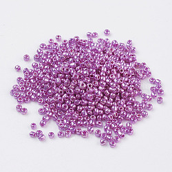 Perline semi di vetro, colori tinti, tondo, magenta, misura:circa2mm di diametro, foro:1mm
