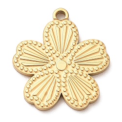 Ion Plating(IP) 304 Stainless Steel Pendants, Flower Charm, Golden, 18x16x1mm, Hole: 1.2mm.