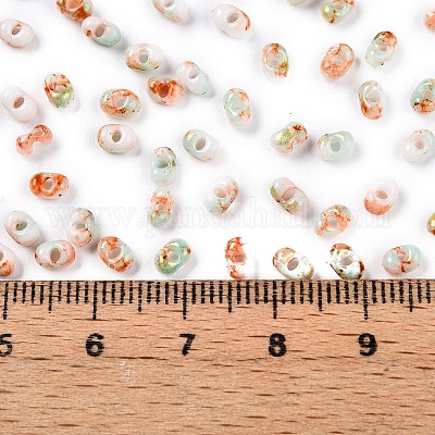 Perles de rocaille en verre peintes à cuisson bicolores&nbsp;SEED-C003-01Q-1