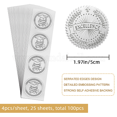 CRASPIRE 2 Inch Envelope Seals Stickers Star Of The Week 100pcs Embossed Foil  Seals Adhesive Gold Foil Seals Stickers