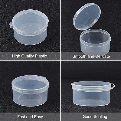 BENECREAT 8 Pack Round Frosted Plastic Bead Storage Containers Box