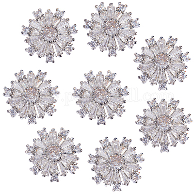 Wholesale GORGECRAFT 1 Box 8Pcs Crystal Snowflake Buttons