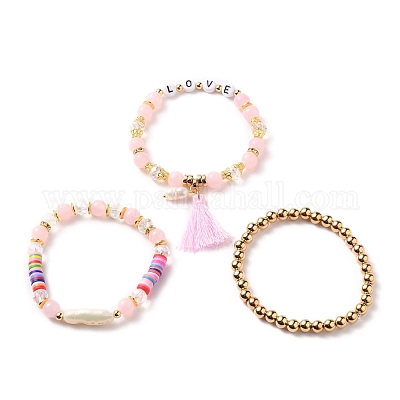 Mehrlagige Stretch-Perlen-Armbänder Sets&nbsp;BJEW-JB05756-02-1