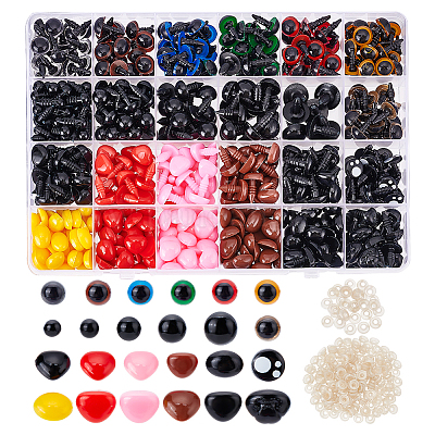 Wholesale BENECREAT 1040 Pcs Plastic Eyes and Nose Mixed Colours Teddy Bear Eyes  Plush Animal Eyes with Spacers Craft Muppet Eyes and Nose for Puppets 