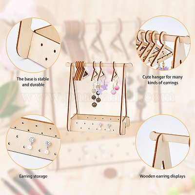 Wholesale SUPERFINDINGS 2 Sets Wooden Hanger Earrings Display Stand with  16Pcs Coat Hangers Cute Jewelry Stand Organizer Ear Studs Display Rack  Earring Rack Holder for Retail Show Personal Exhibition 
