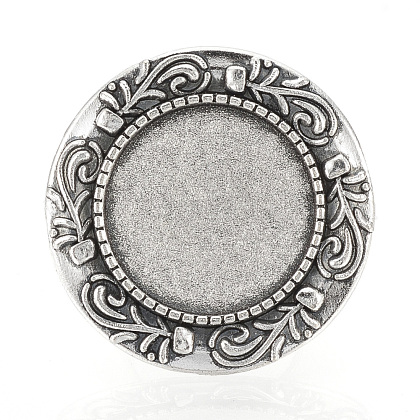 Vintage Adjustable Iron Finger Ring Components Alloy Cabochon Bezel Settings PALLOY-O039-08AS-1