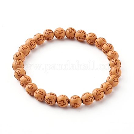 Holzimitat-Acryl-Stretch-Perlen-Armbänder BJEW-JB06232-1