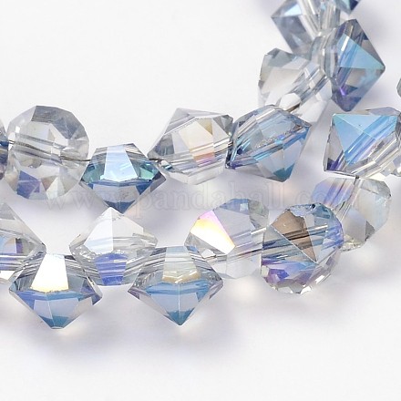 Plaqué demi-arc diamant verre de forme chapelets de perles EGLA-J100-HR03-1