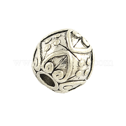 Tibetan Style Carved Alloy Round Beads TIBEB-Q058-05AS-FF-1