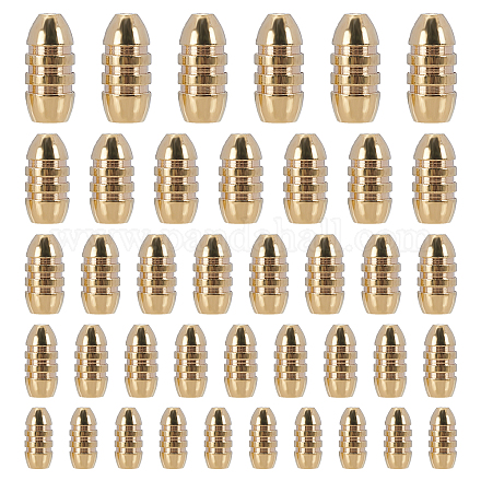 真鍮製の溝付きの弾丸の形は釣りシンカーを重くします  淡水海水バス釣り用  ゴールドカラー  11.5~21.5x6~10mm  穴：1.5~2mm  52個/箱 KK-FH0001-40G-1
