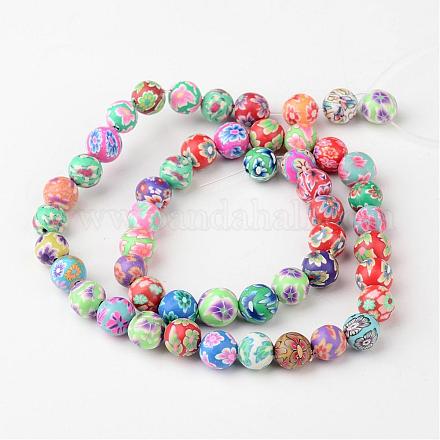 8mm Mixed Handmade Polymer Clay Round/Ball Beads X-FIMO-8D-1