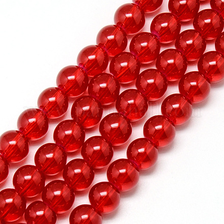 Chapelets de perles en verre peint X-DGLA-Q023-10mm-DB31-1