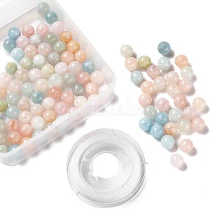 100pcs 8mm perles rondes en morganite naturelle DIY-LS0002-44-1