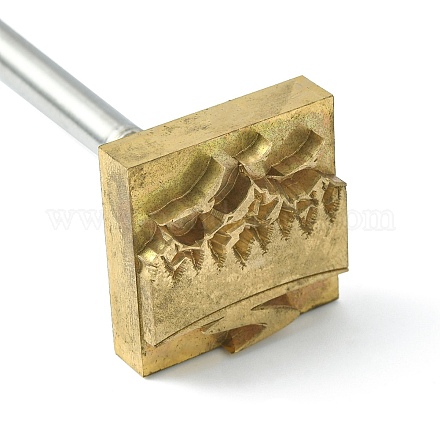 スタンピングエンボスはんだ付け真鍮にスタンプ  ケーキ/木用  ゴールドカラー  山模様  30mm AJEW-WH0113-15-220-1