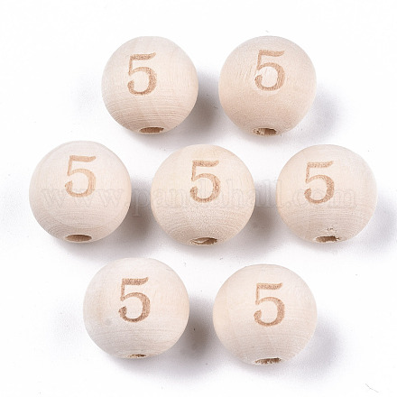 Perle europee di legno naturale non finito WOOD-S045-141A-5-1