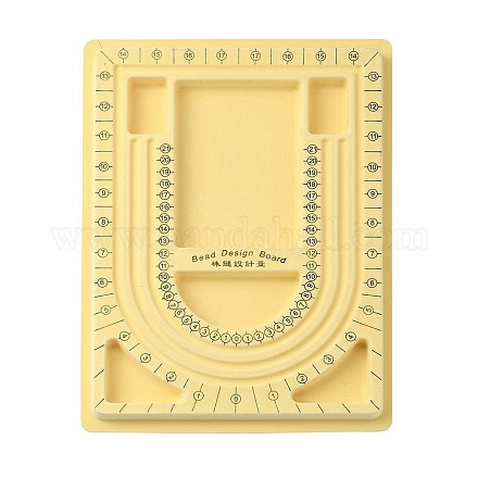 プラスチックの長方形のビーズのデザインボード  ネックレスデザインボード  群がった  9.25x12.80x0.79インチ  淡黄色 TOOL-E004-01-1