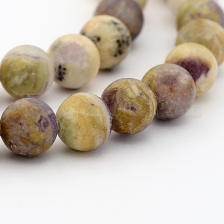 Natural Moss Agate Round Bead Strands
 G-P070-54-8mm-1