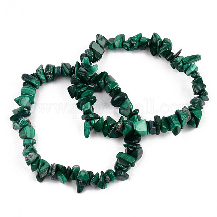 Bracelets extensibles en perles de malachite synthétique BJEW-S143-34-1