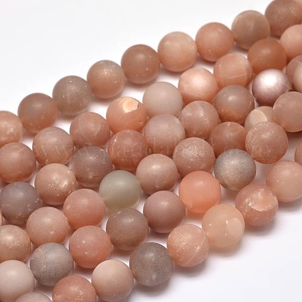 Frosted Natural Sunstone Round Beads Strands G-F266-12-6mm-1