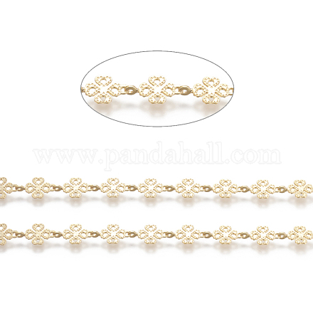 Chaînes de perles faites à la main en laiton de 3.28 pieds X-CHC-I031-23G-1