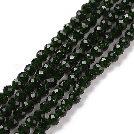 Synthetic Green Goldstone Beads Strands G-E591-07B-1