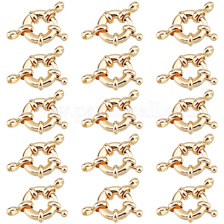 SUPERFINDINGS 15 Sets Brass Spring Ring Clasps with Hanger Links 18K Gold Plated Round Close Ring Clasp Findings 11.5mm Jewelry Connector Clasp for DIY Necklaces Anklets Jewelry Making KK-FH0003-06-1