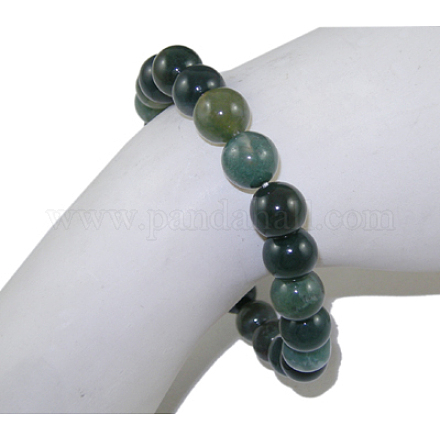 Natürliche Moos Achat Perlen Stretch-Armbänder X-B072-5-1
