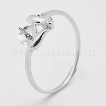 925 Sterling Silver Cubic Zirconia Finger Ring Components STER-A070-007-1