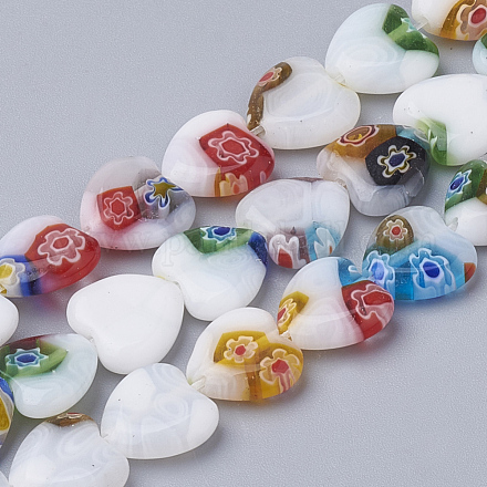 Chapelets de perles vernissées de millefiori manuelles X-LAMP-T005-26-1