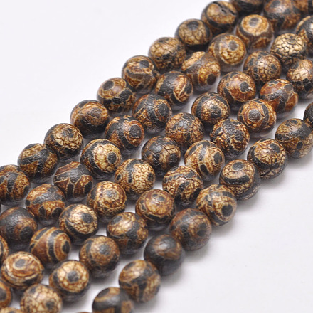 Brins de perles dzi à 3 œil de style tibétain G-P229-A-03-8mm-1