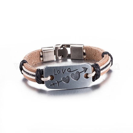 Unisex Trendy Leather Cord Bracelets BJEW-BB15505-C-1