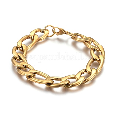 Ion Plating(IP) 304 Stainless Steel Figaro Chain Bracelets BJEW-L634-04D-G-1
