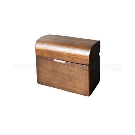 長方形の木製シングルリングボックス  内側がベルベットの磁気ウッドリング収納ケース  結婚式のための  バレンタイン・デー  キャメル  3.1x5.4x4.5cm PW-WG81623-01-1