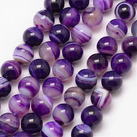 Chapelets de perles en agate rayée naturelle/agate à bandes G-K166-13-10mm-04-1