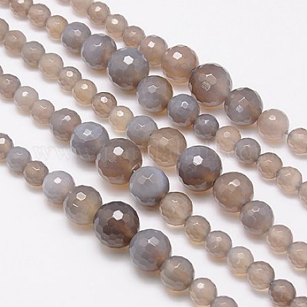 Natural Grey Agate Beads Strands G-G548-31-1