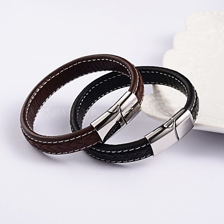 Trendy Leather Cord Bracelets BJEW-P128-03-1