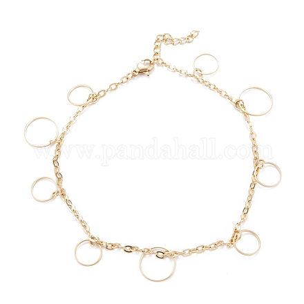 Vacuum Plating 304 Stainless Steel Charm Anklets STAS-A052-29G-1