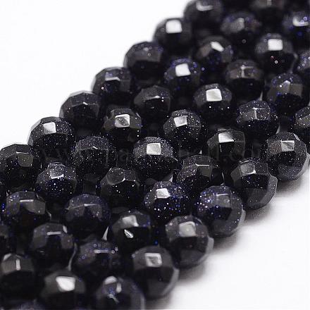 Chapelets de perles en pierre d'or bleue synthétique G-D840-14-8mm-1