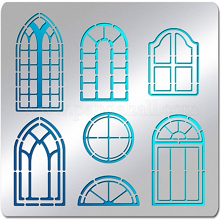 Benecreat stencil in acciaio inossidabile con motivo a finestra da 6x6 pollice DIY-WH0279-109-1
