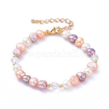 Natürliche kultivierte Süßwasserperlen Perlen Armbänder BJEW-JB05269-1