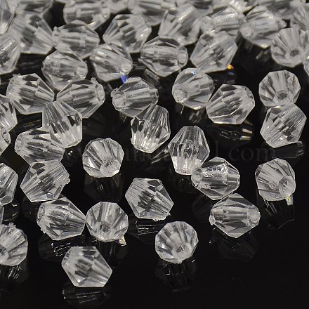 Faceted Bicone Transparent Acrylic Beads DBB6mm01-1