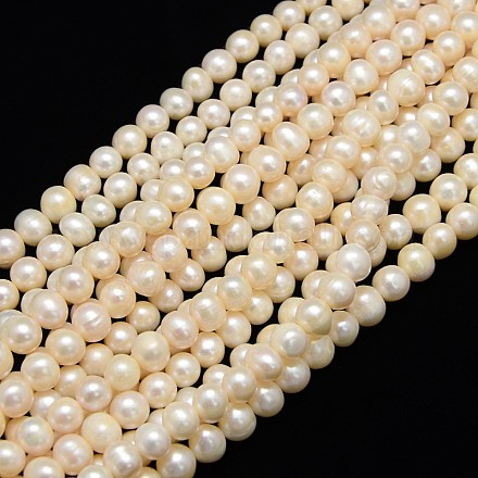 Hebras de perlas de agua dulce cultivadas naturales PEAR-L001-E-07-1