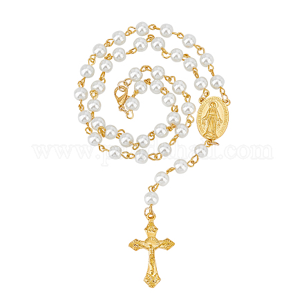 Nbeads 6 collar rosario con cuentas de perlas de vidrio NJEW-PH01480-1