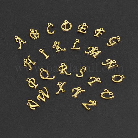Plaqué or pendentifs de l'alphabet en alliage PALLOY-P097-01-1