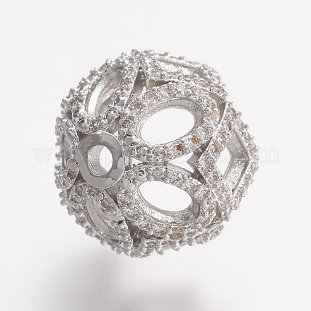 Laiton micro pave cubique zircone fleur perle bouchon ZIRC-G123-04P-1